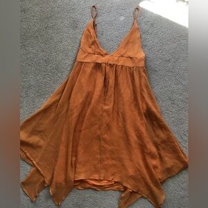 90s Banana Republic Orange Pleated Fabric Dress